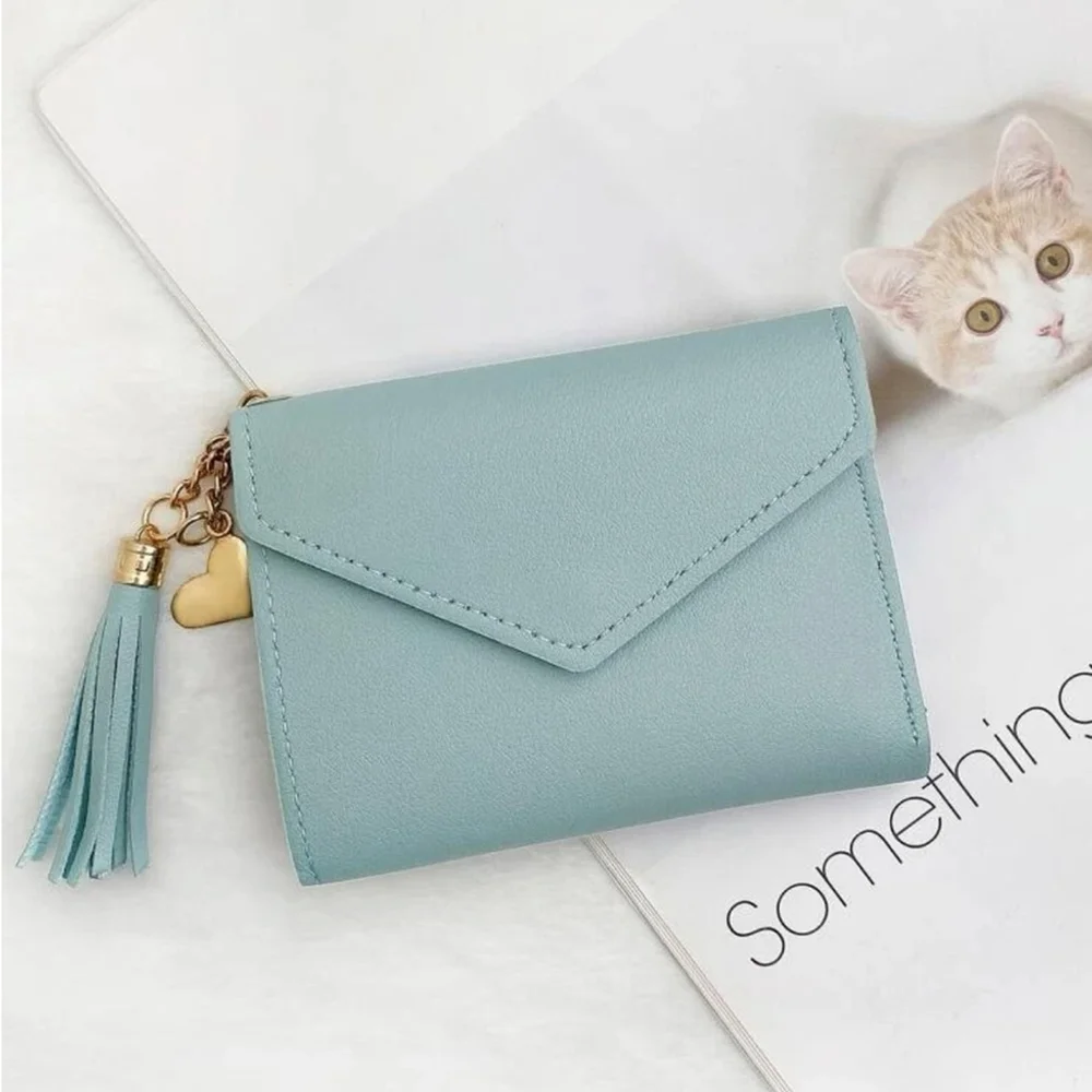 ⚠️Clearance Heart And Tassel Blue Wallet / Cardholder - Picture 1 of 5
